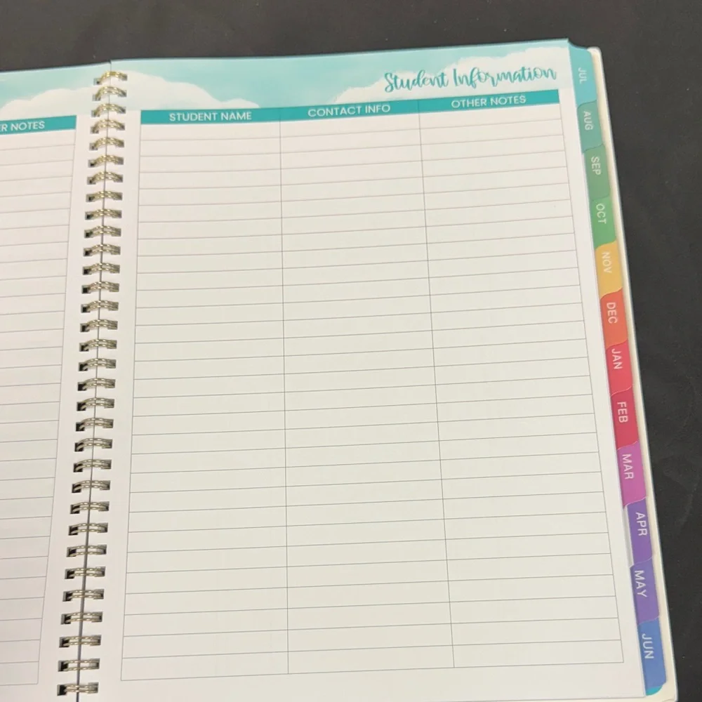 Indeme Floral Teacher Planner 2025-2026 Academic year weekly monthly twin wire